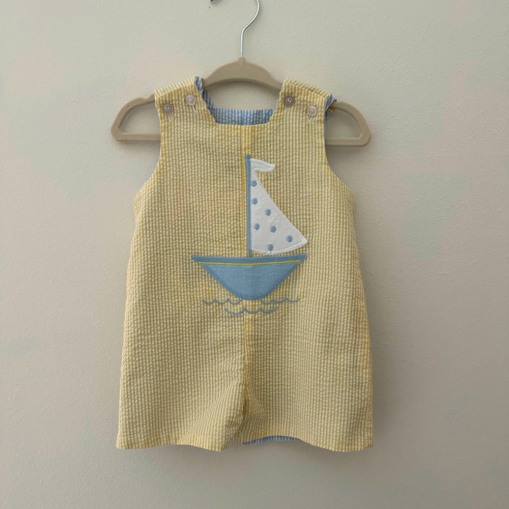Bailey Boys Reversible Baby Romper Sailboat Design